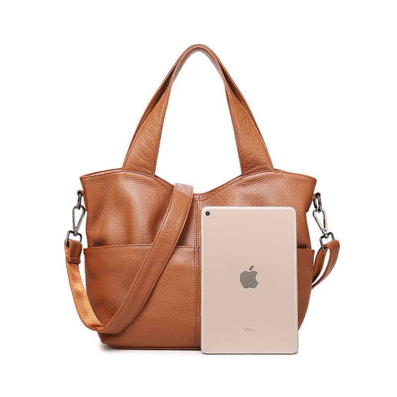 Leather Tote Handbag - Versatile Shoulder Bag