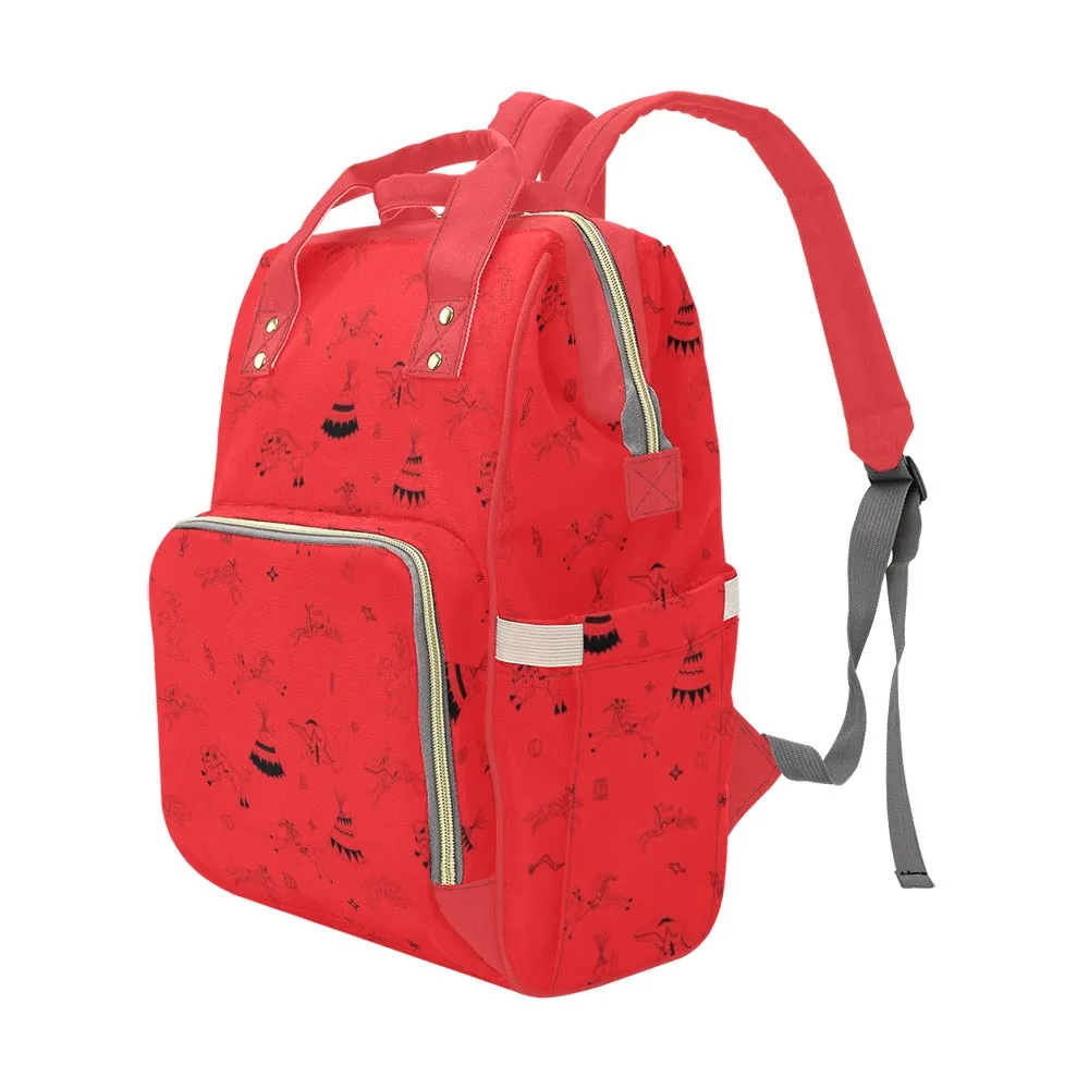 Ledger Dabbles Red Multi-Function Diaper Backpack/Diaper Bag