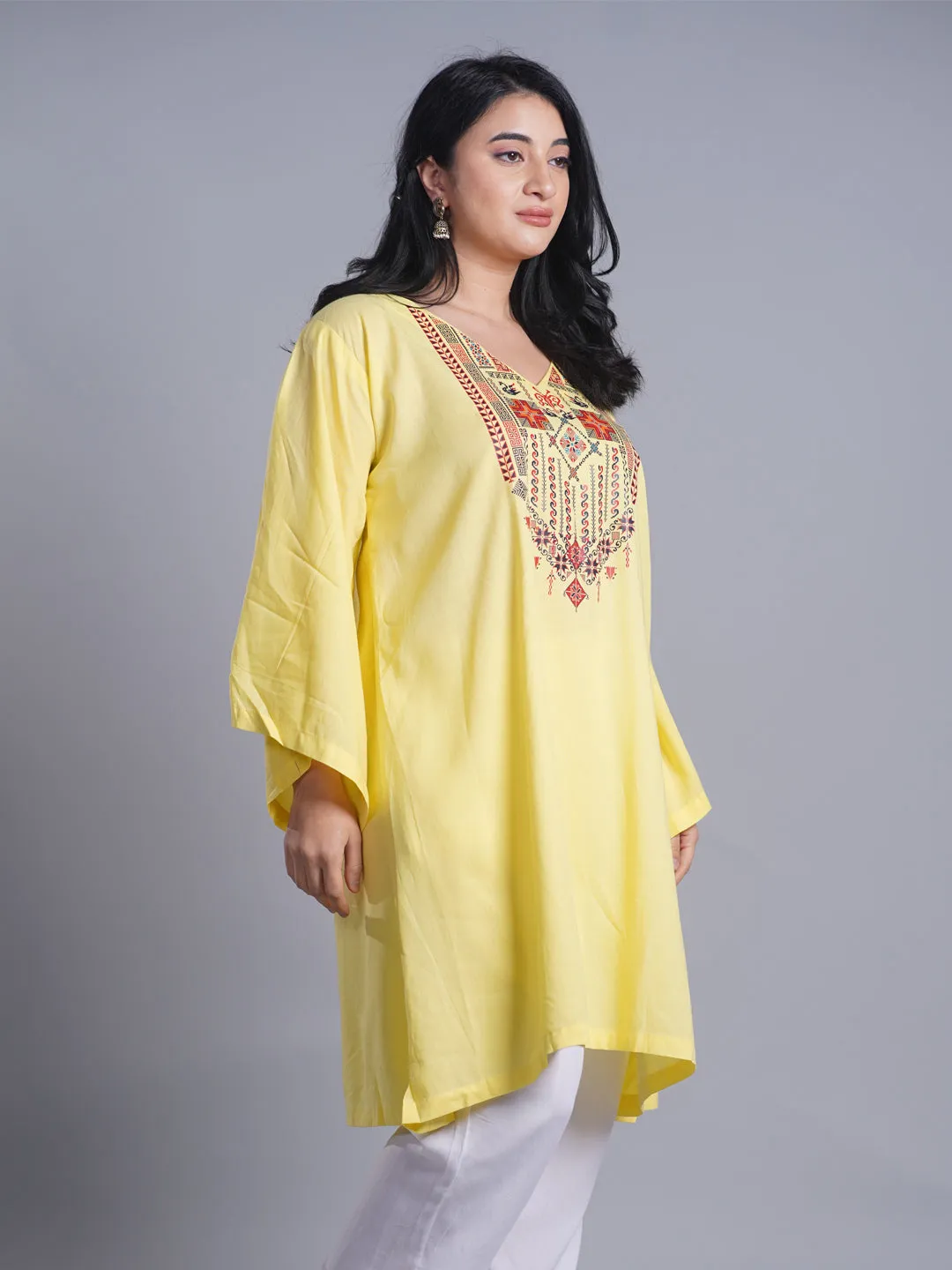 Lemon Rayon Kurti - Calypso