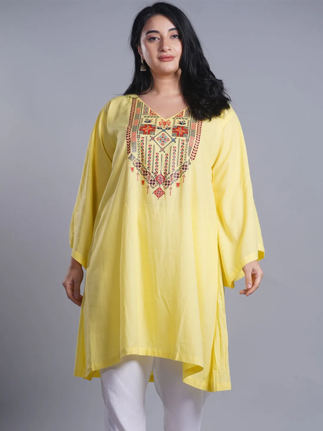 Lemon Rayon Kurti - Calypso