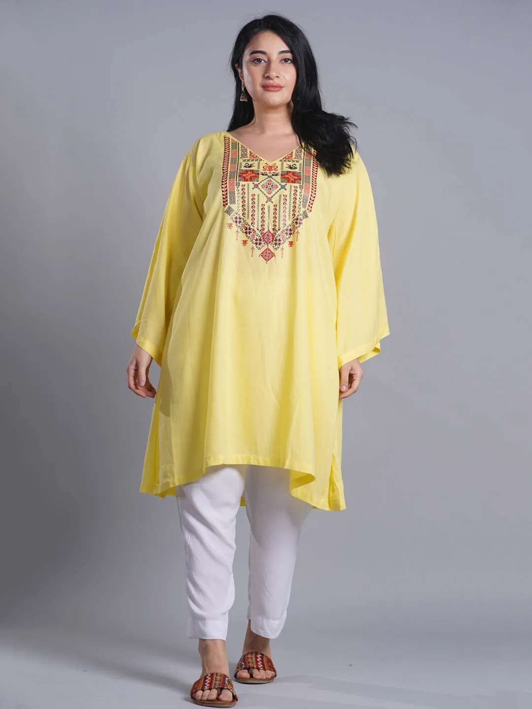 Lemon Rayon Kurti - Calypso