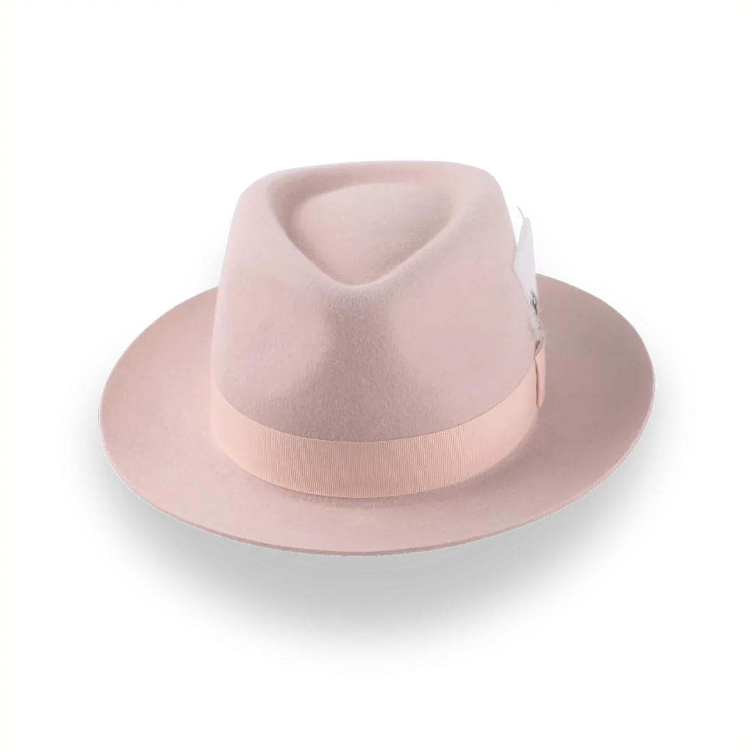 Light Pink Fedora with Medium Crown in Luxurious Fur Felt | The Clubber