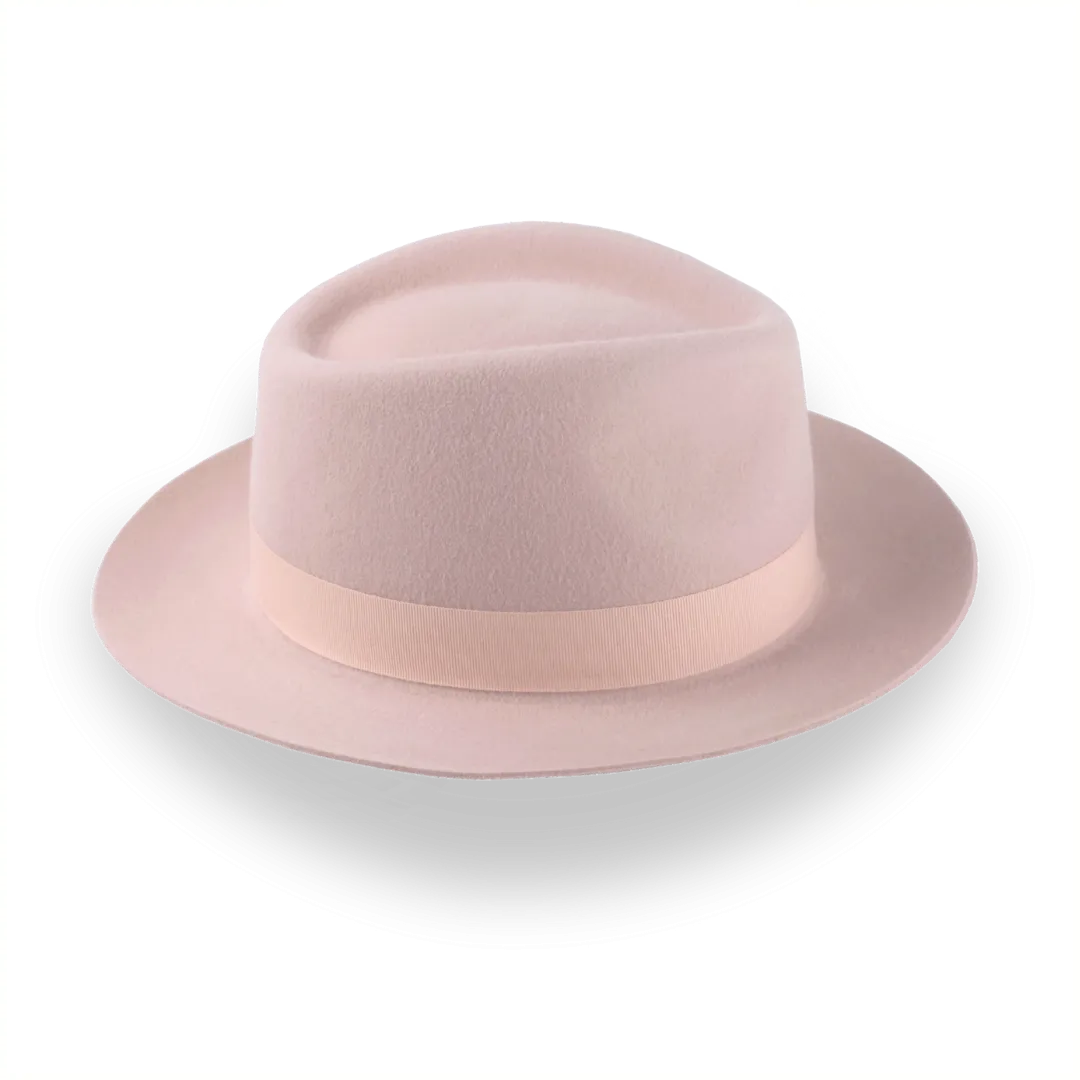 Light Pink Fedora with Medium Crown in Luxurious Fur Felt | The Clubber