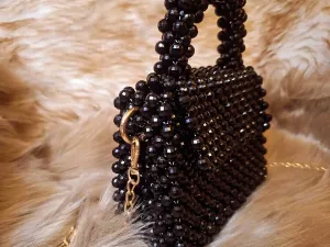 Lulua Stitches Handmade Black Beaded Bag