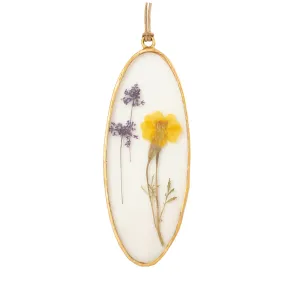 Marigold Oval Pressed Floral Pendant