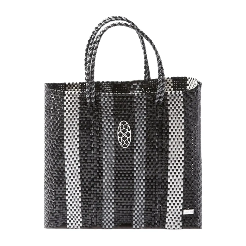 MEDIUM BLACK STRIPE TOTE BAG