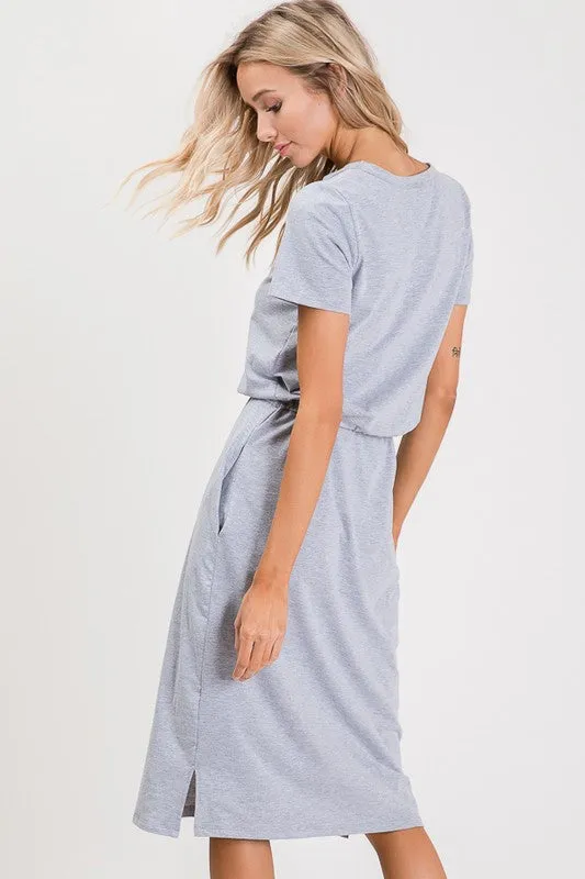 Melody Casual Midi Dress in Grey