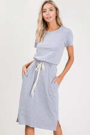 Melody Casual Midi Dress in Grey