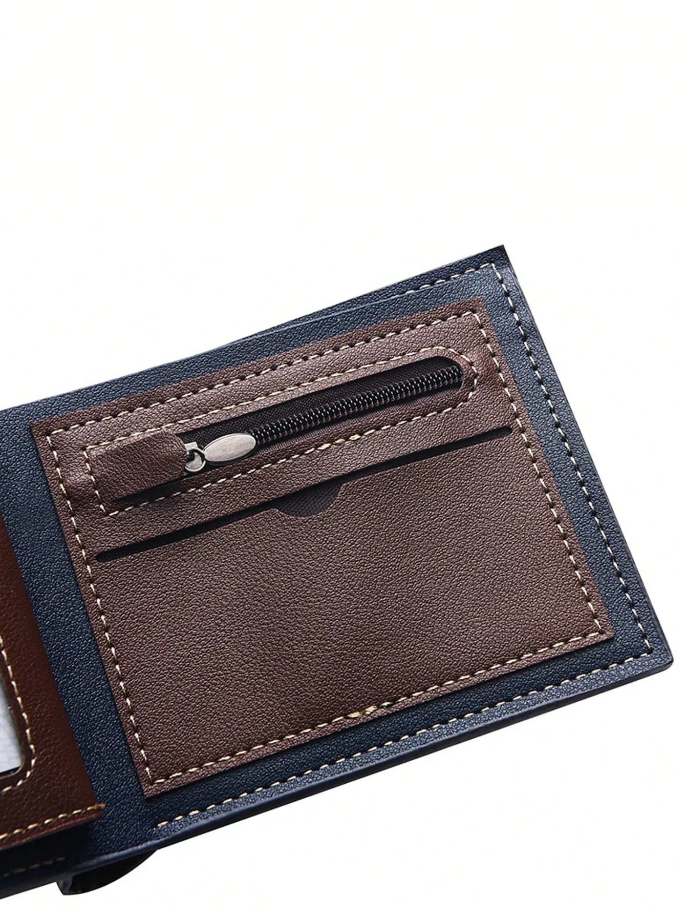 Multi-Card Slot Wallet Men Colorblock Small Wallet Credit Card Small Purse ID Window Bifold,Men's Casual PU Wallet With Card Slots, Zipper Coin Purse, Money Clip,Coin Bag Zipper Men Wallets Mens Wallet Male Money Purses