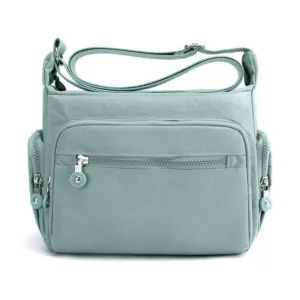 Multipocketed Nylon Messenger Bag for Women