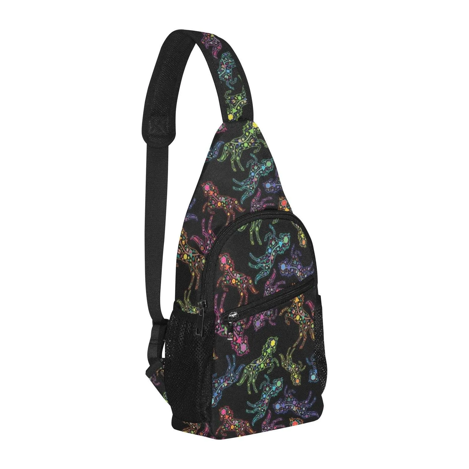 Neon Floral Horses Chest Bag