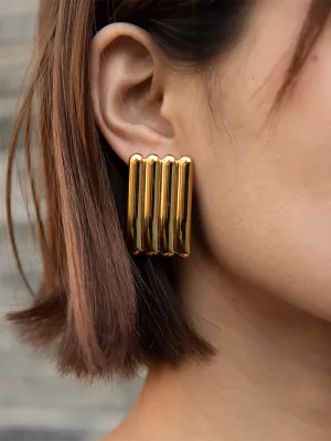 New versatile simple gold striped earrings