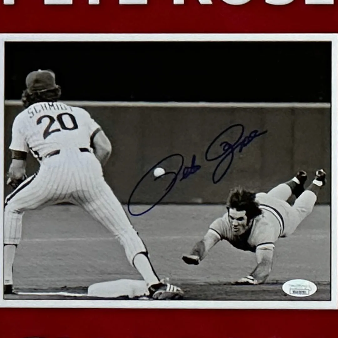 Pete Rose Hand Signed & Framed Cincinnati Reds Charlie Hustle 8x10 Photo (JSA)