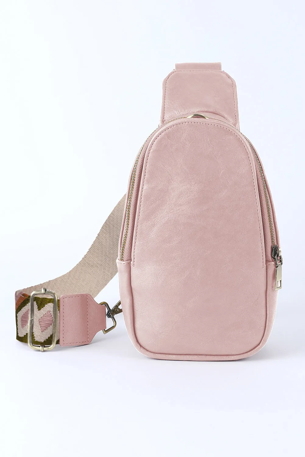 pink Faux leather crossbody chest bag