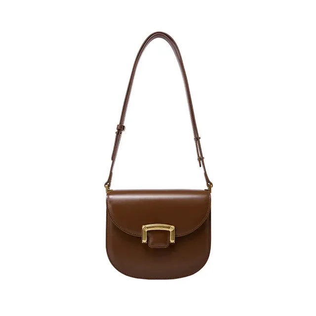 Pre Order: Retro Smooth Surface Buckle Saddle Bag