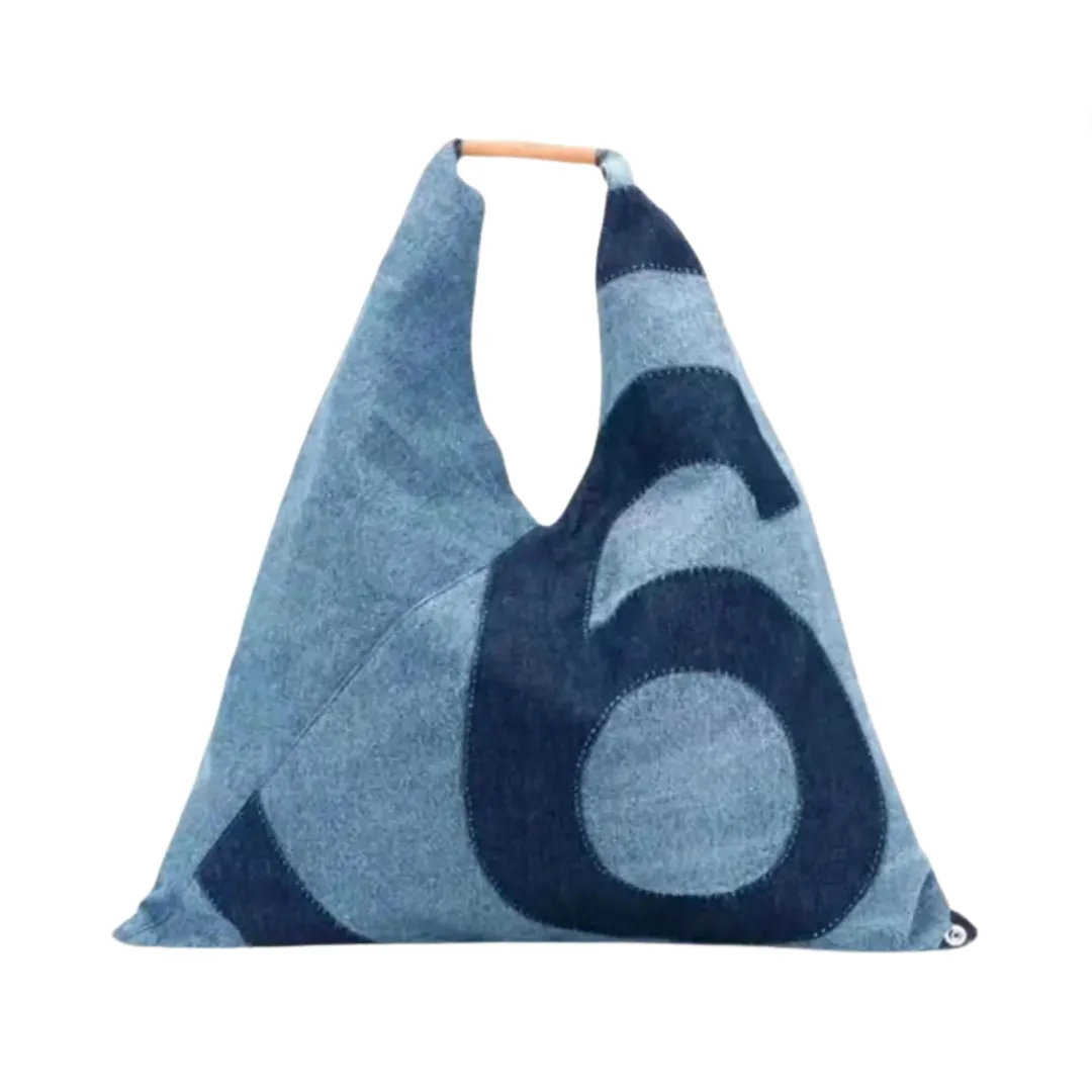 Pre Order: Spacious Numeral Denim Tote Bag