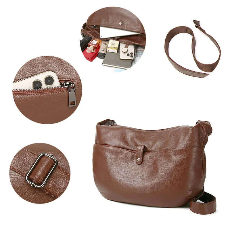 Premium Large Soft Leather Shoulder Crossbody Bag