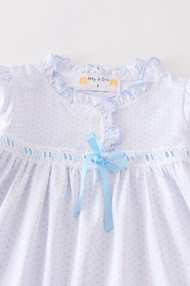 Premium White bow ruffle girl set