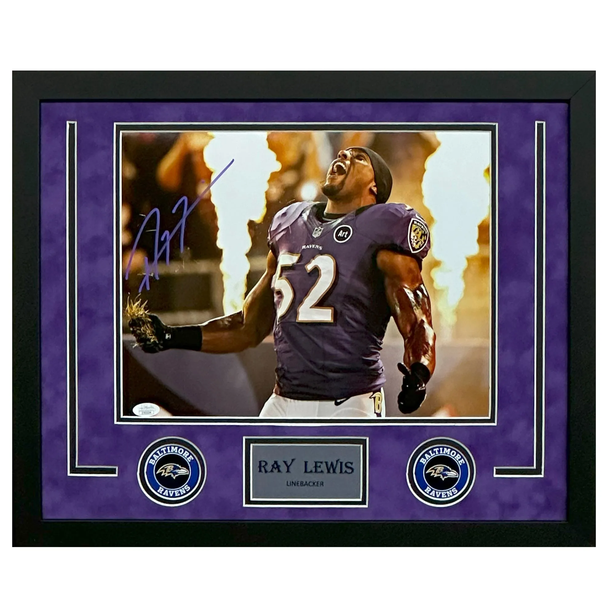 Ray Lewis Hand Signed & Framed Baltimore Ravens 11x14 Photo (JSA)