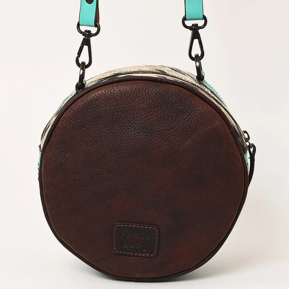 Round Up Tooled Handbag Cowhide Turquoise