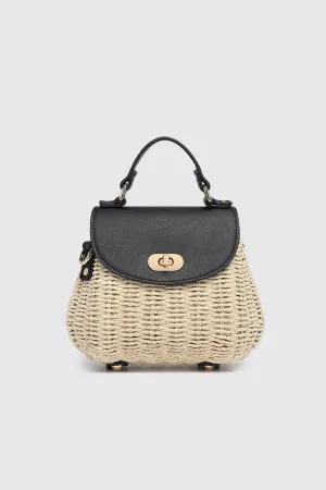 Sandy Raffia Crossbody Bag | Black