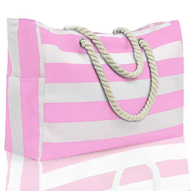 Seaside Chic: Striped Beach Tote Storage Bag