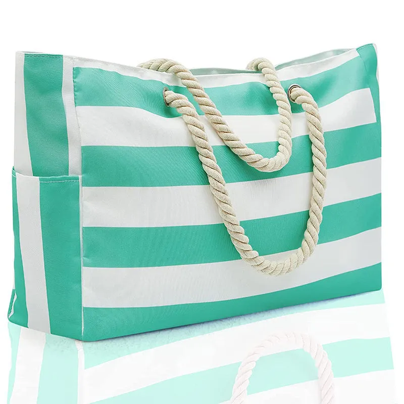 Seaside Chic: Striped Beach Tote Storage Bag