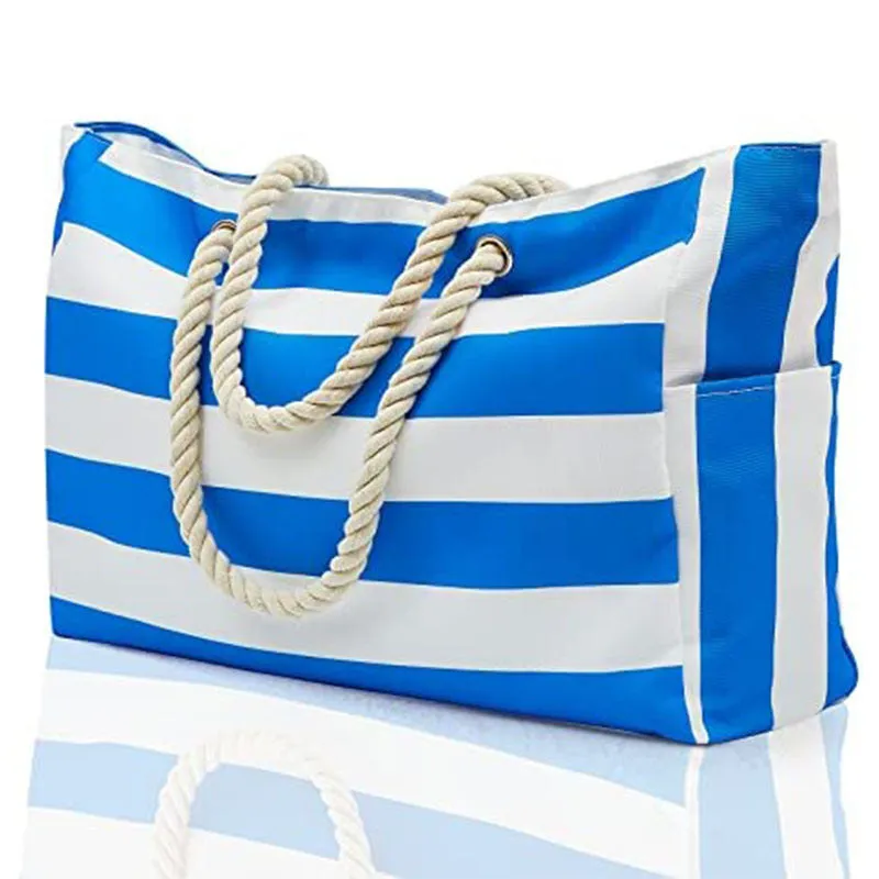 Seaside Chic: Striped Beach Tote Storage Bag