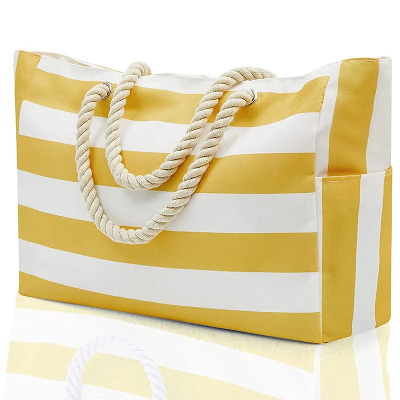 Seaside Chic: Striped Beach Tote Storage Bag