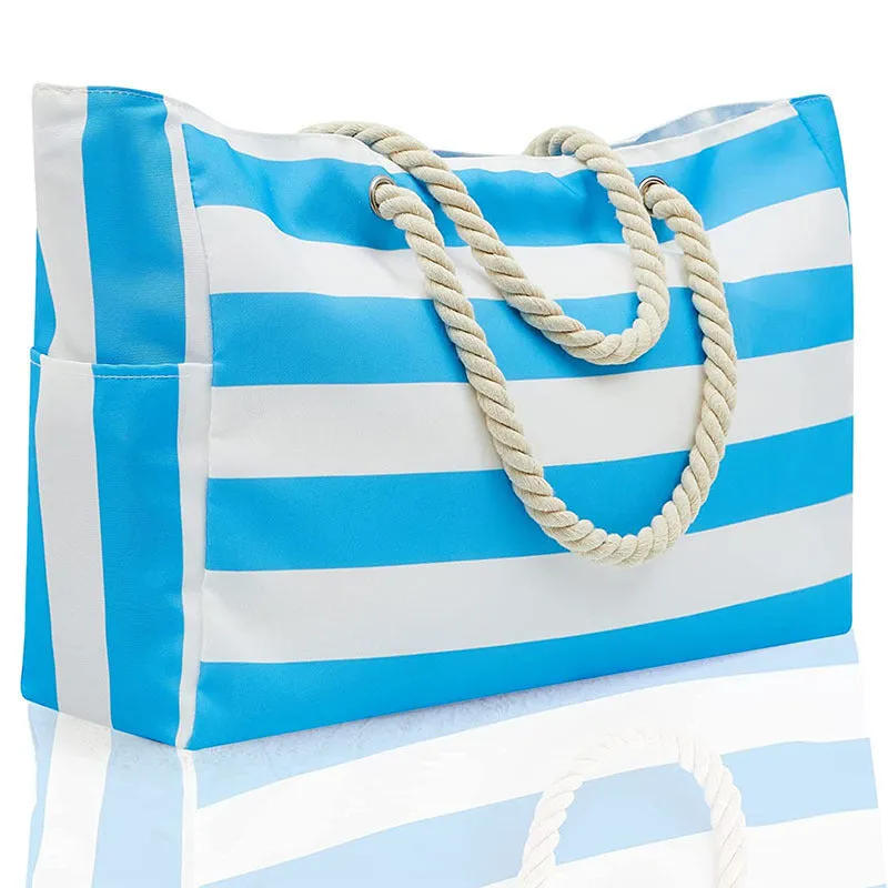 Seaside Chic: Striped Beach Tote Storage Bag