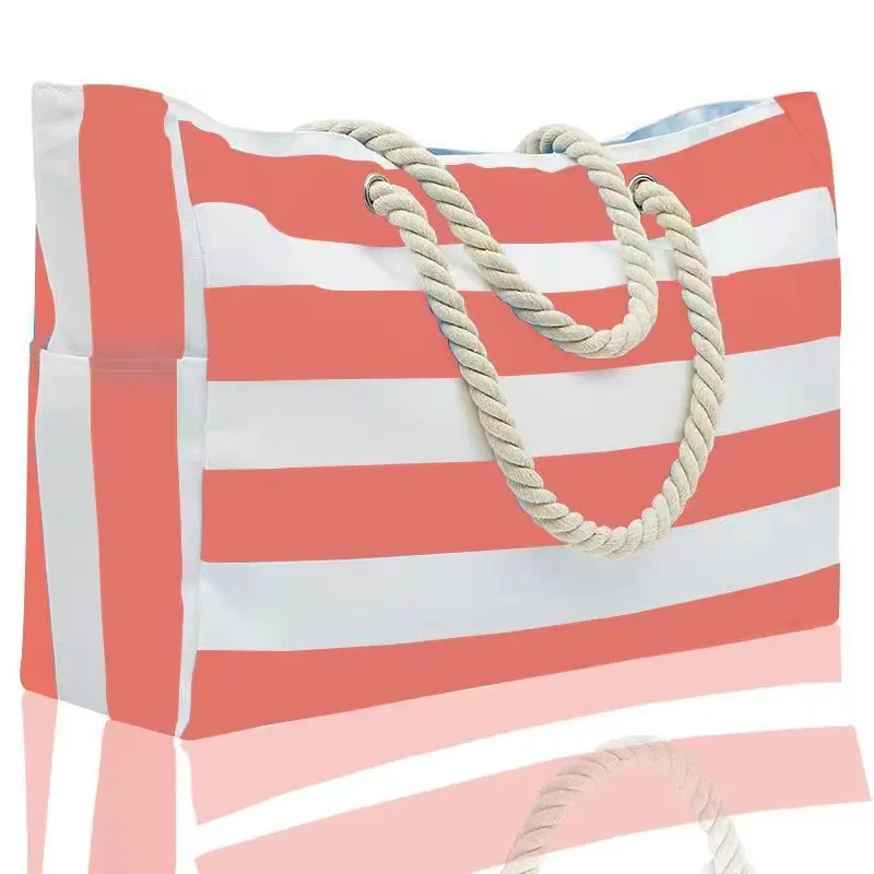 Seaside Chic: Striped Beach Tote Storage Bag