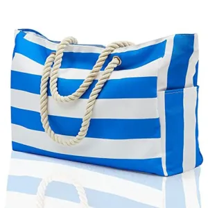 Seaside Chic: Striped Beach Tote Storage Bag