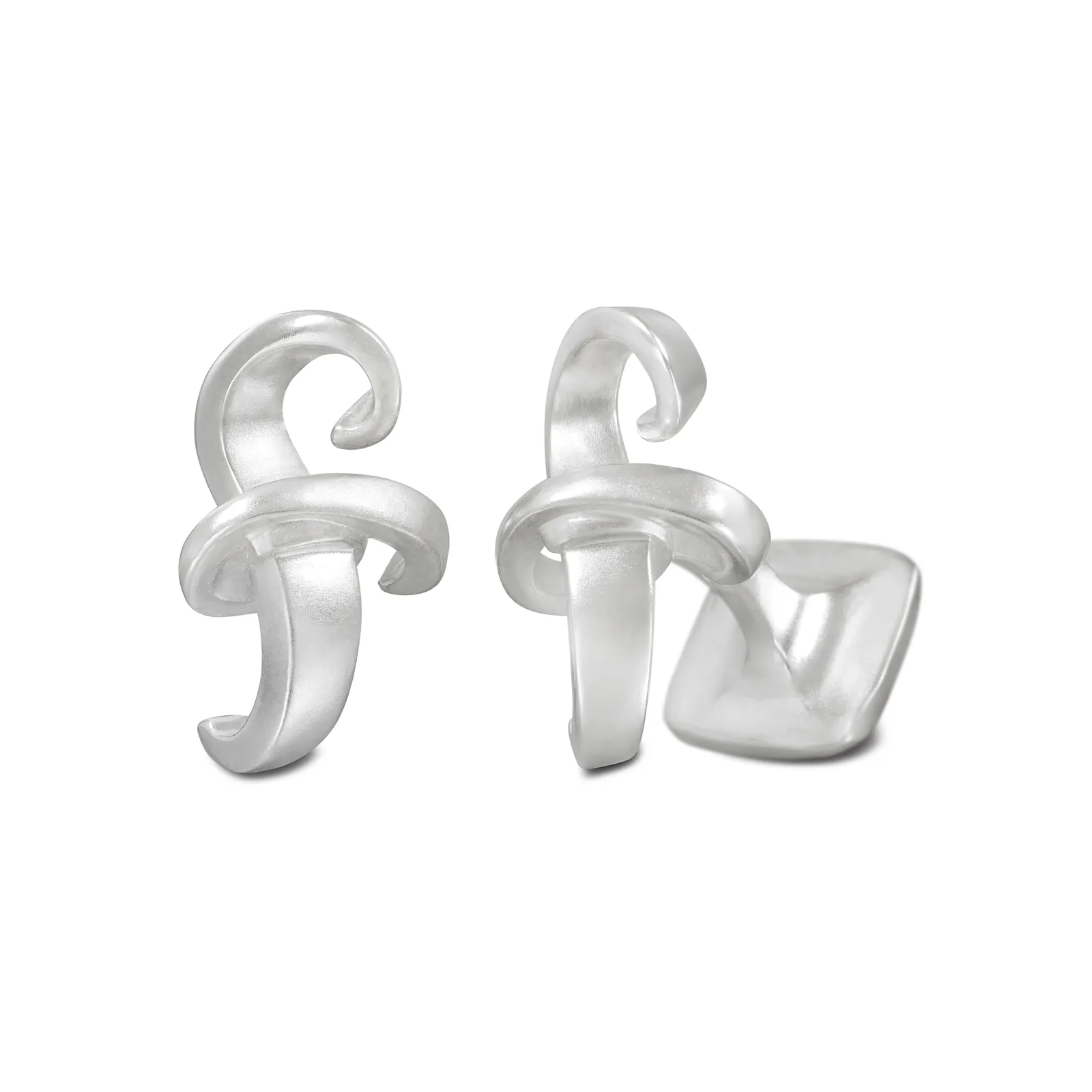 Signature Sterling Silver Cuff Link in Mist Finish (Letter F)