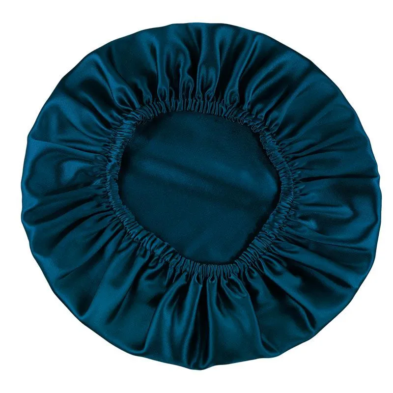 Silk Hair Bonnet - Double side no edge - Peacock blue