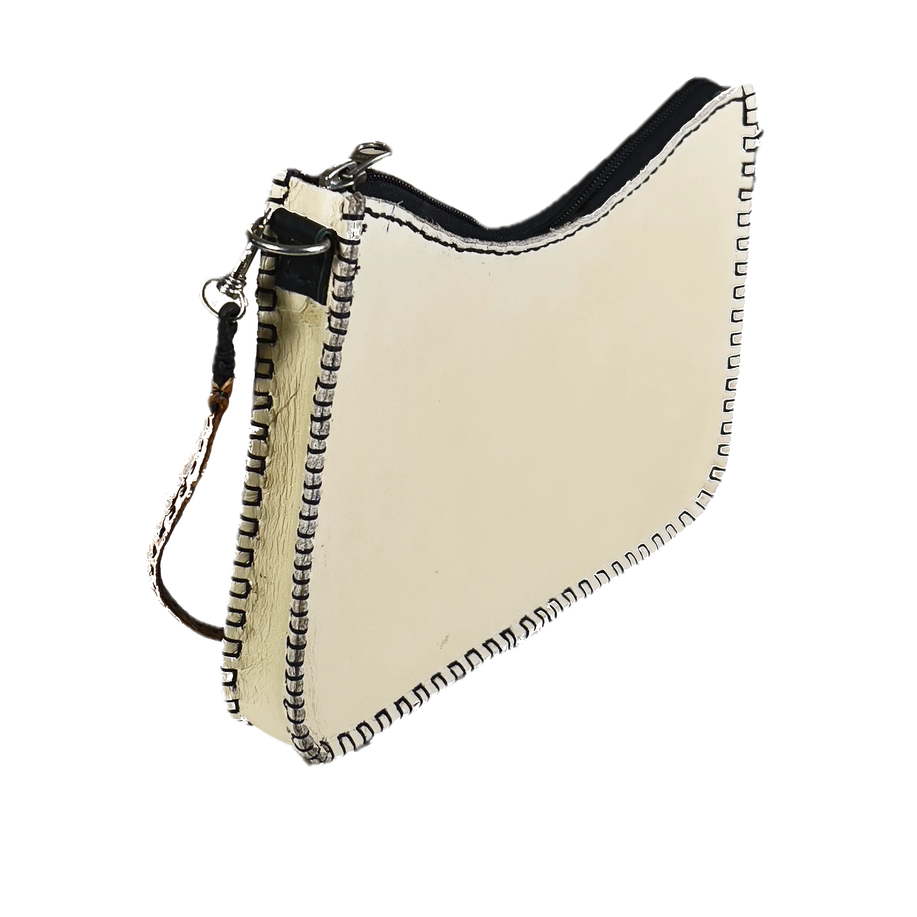 Skinny Crescent Leather Bag Hand Stitched-M17