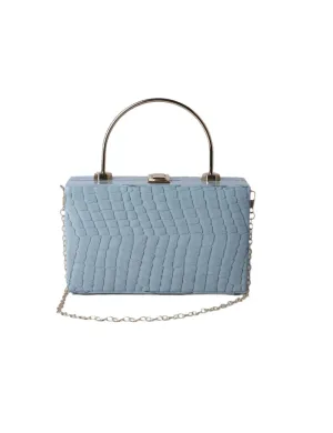 Sky Serenity Croc-Embossed Clutch