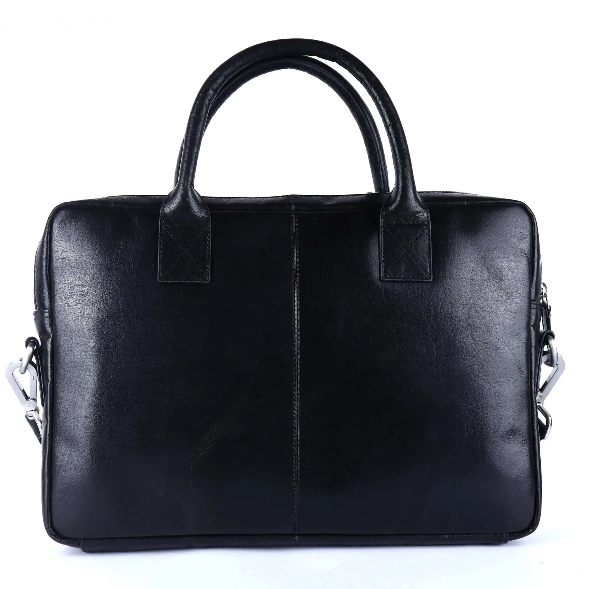 Sleek Black Leather Laptop Bag: 31 x 38 x 5.5 cm Dimensions