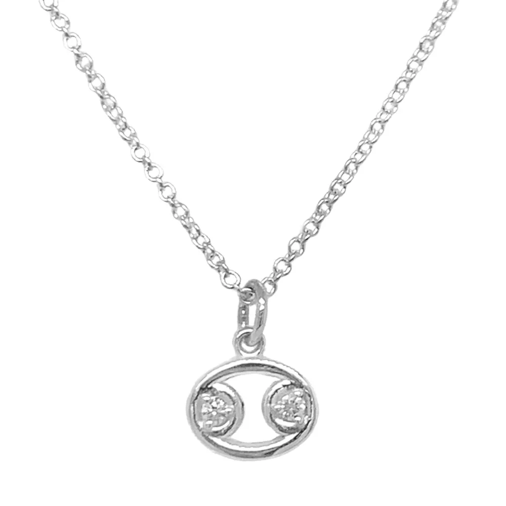 Sterling Silver & Diamond Zodiac Necklace - "Cancer"