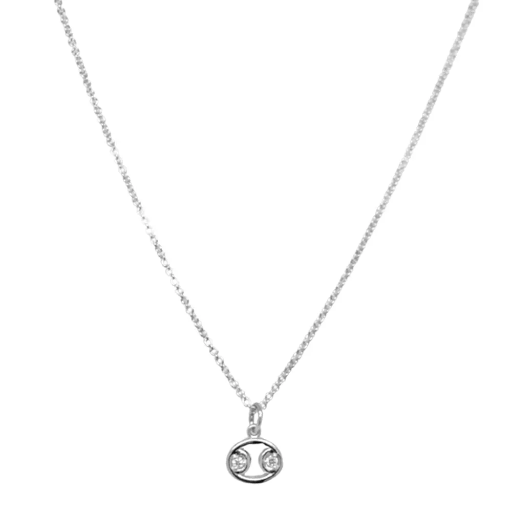 Sterling Silver & Diamond Zodiac Necklace - "Cancer"