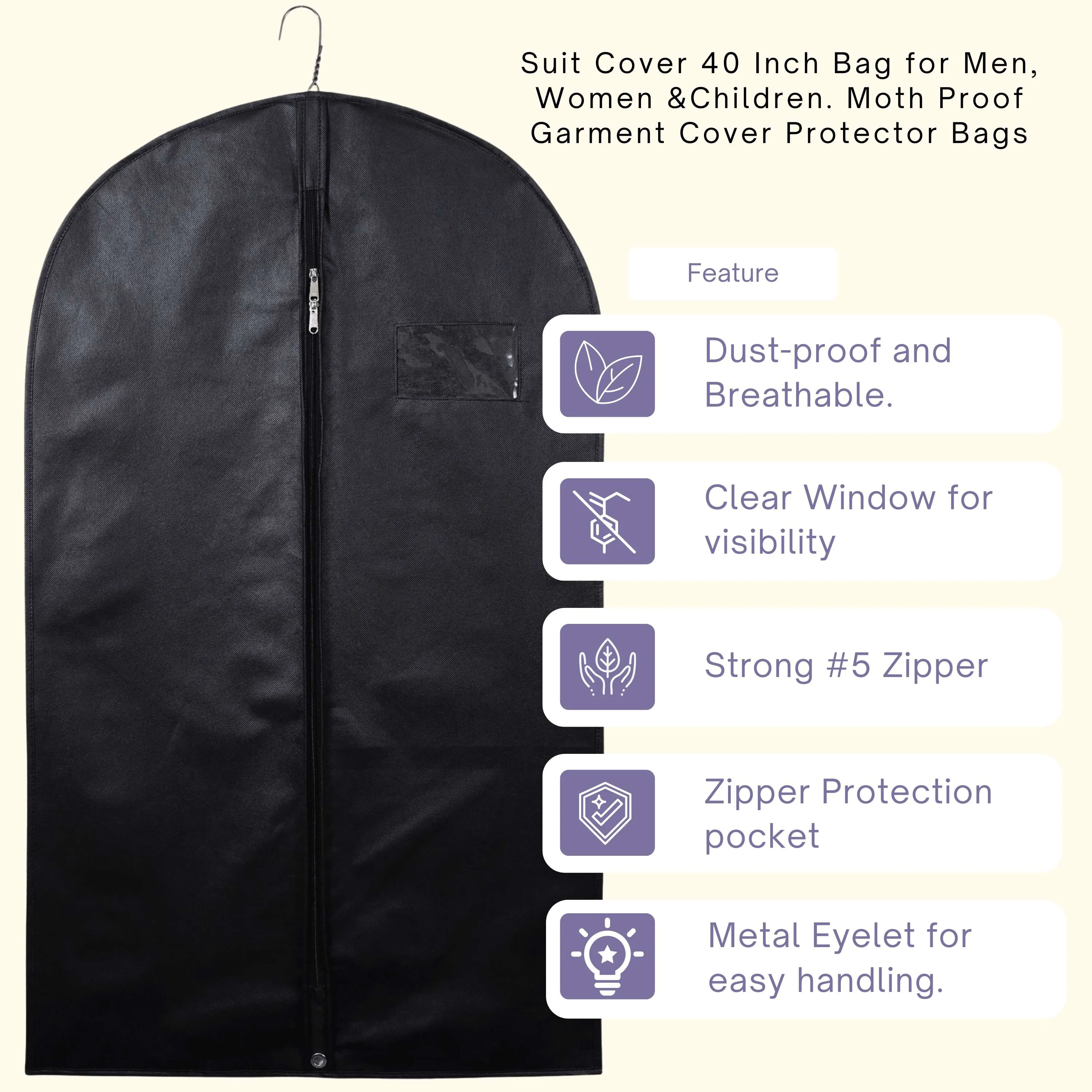 Suit Coat Cover - 40" Black