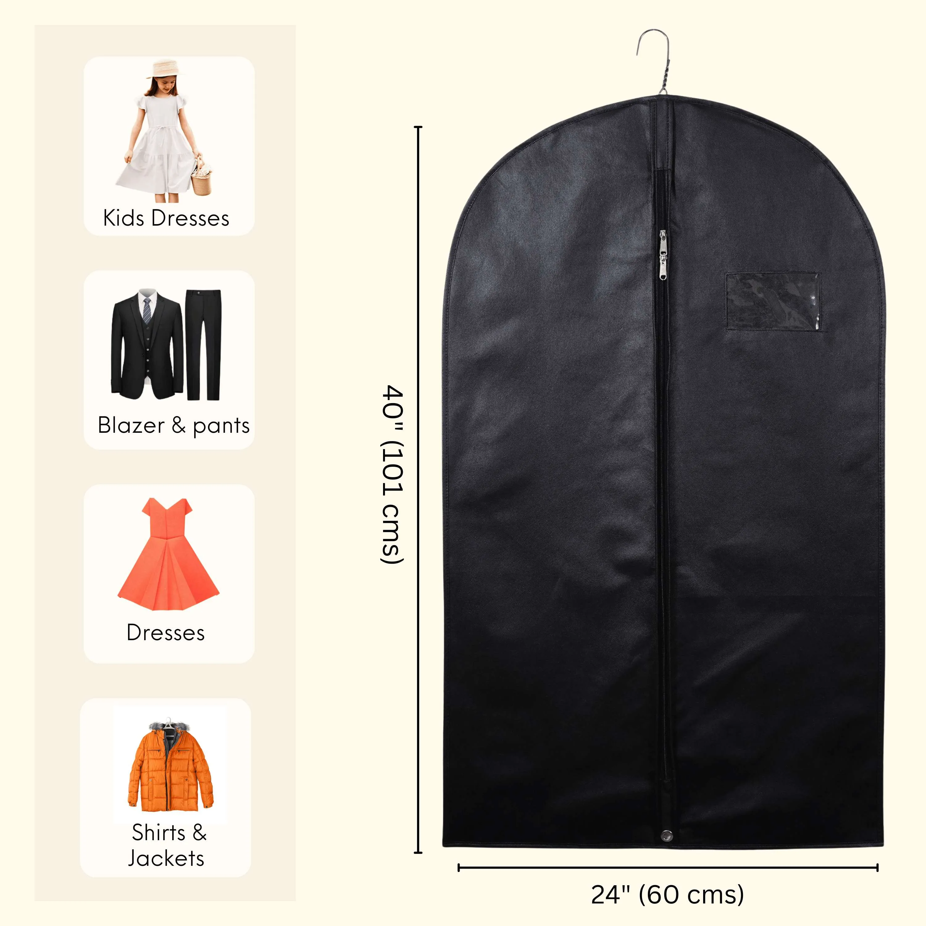 Suit Coat Cover - 40" Black