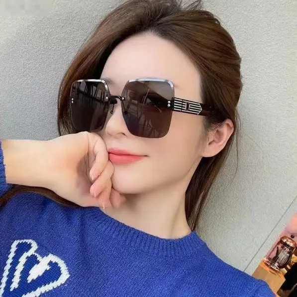 Sunglasses for women, high-end Internet celebrity sunscreen sunglasses for women, trendy 2023 new rimless cut-edge glasses with UV protection