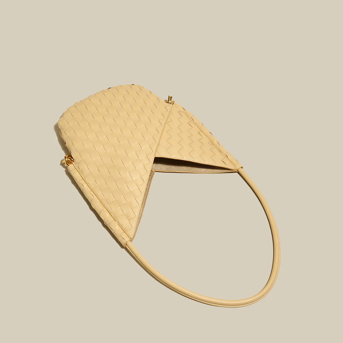 Textured V-Shaped Shoulder Bag