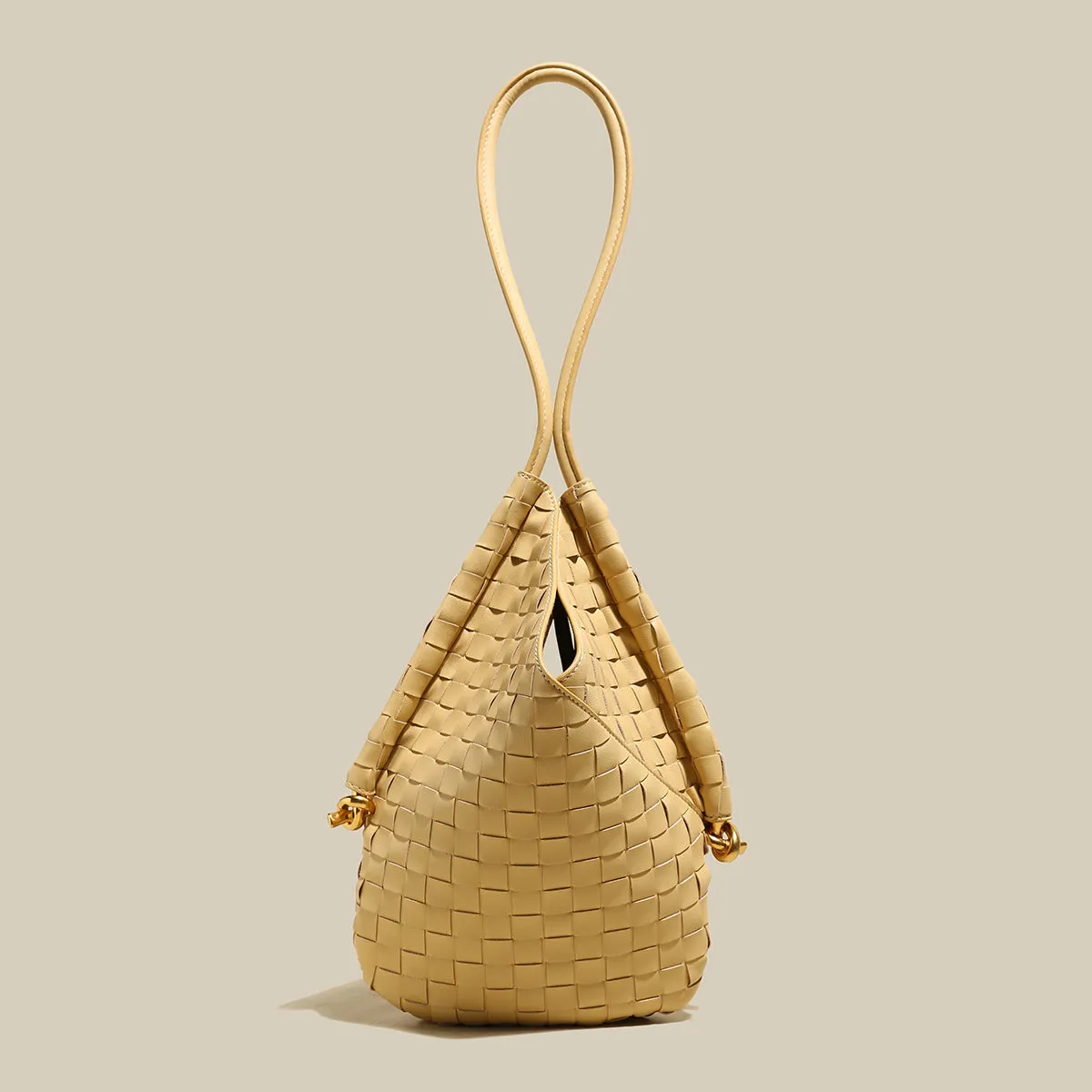 Textured V-Shaped Shoulder Bag