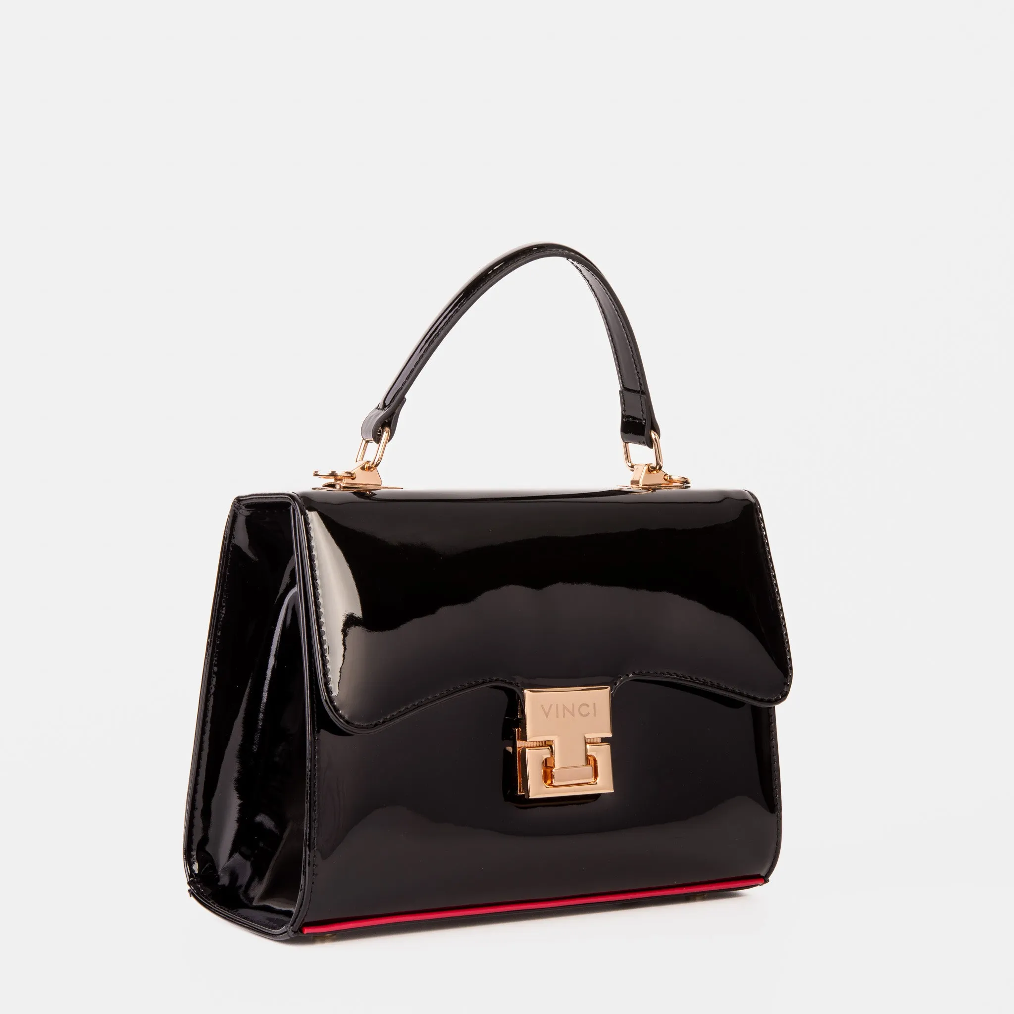 The Ege Black Patent Leather Handbag