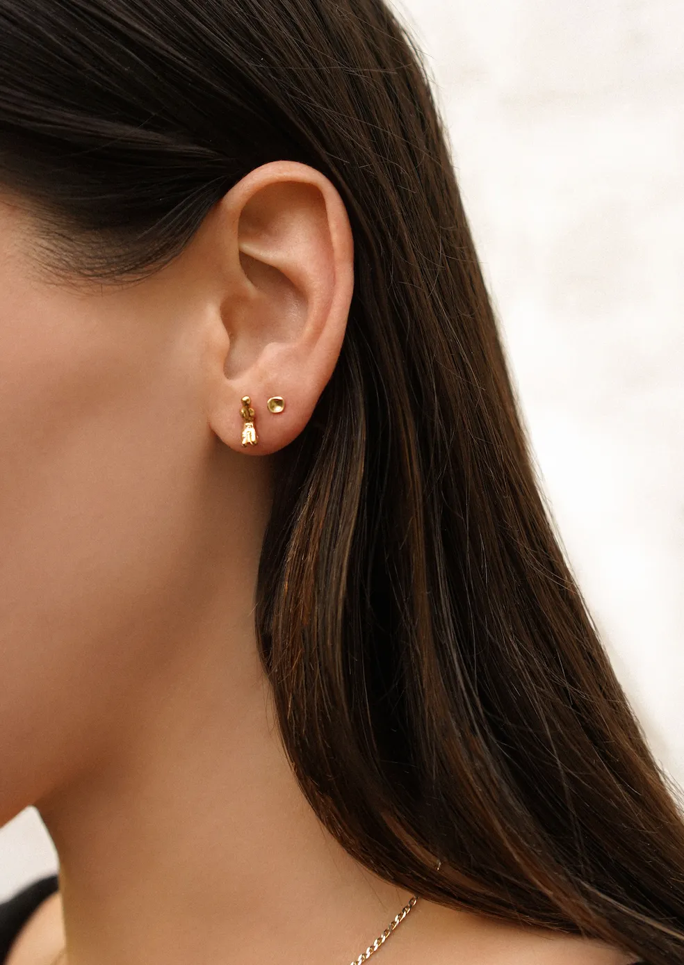 Tiny Concave Studs | Gold