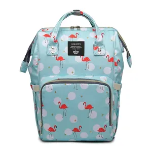 Trendy Light Blue Flamingo Diaper Bag – Perfect for Travel