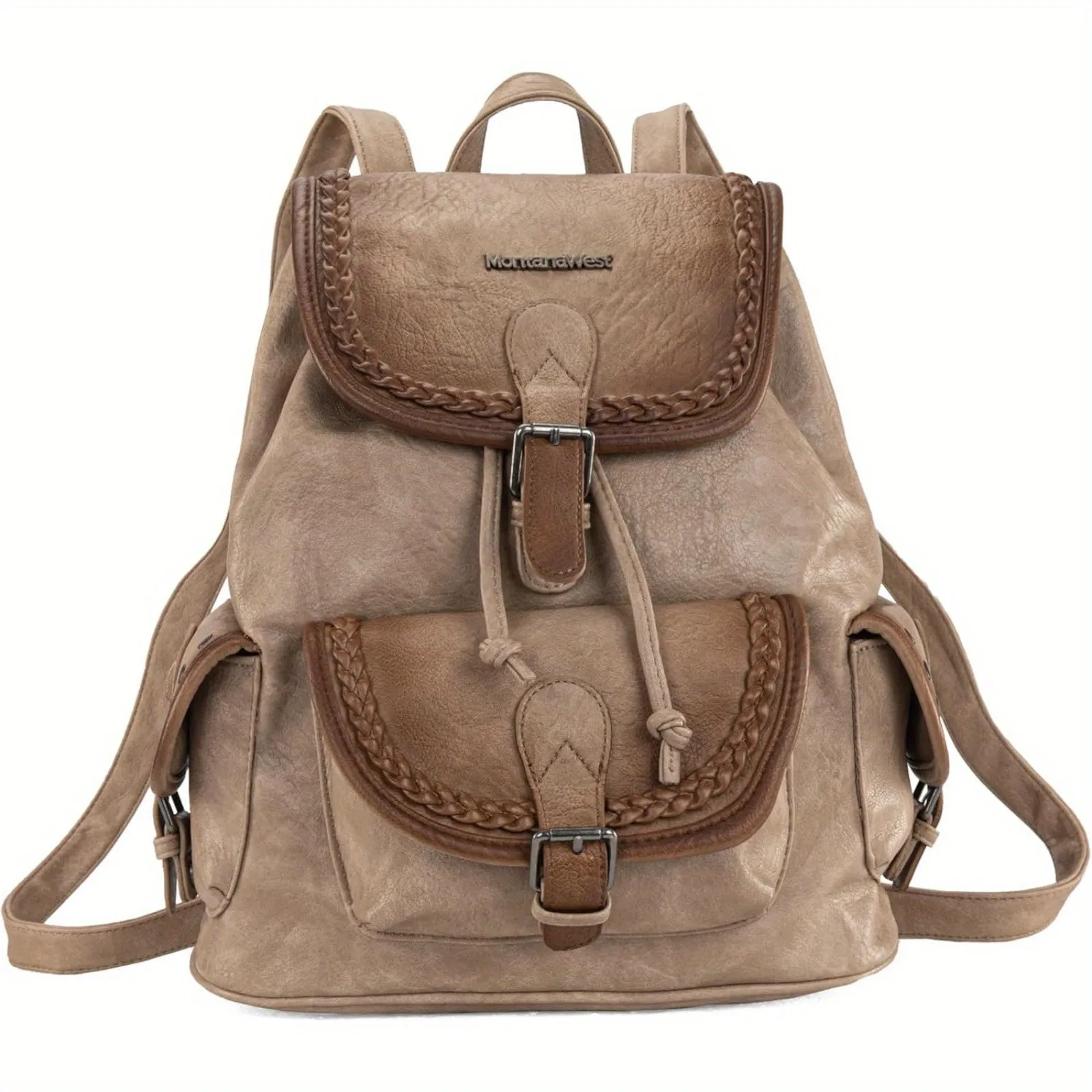 Trendy Women's Washed Leather Satchel Backpack Purse - Casual Drawstring Daypack for Travel