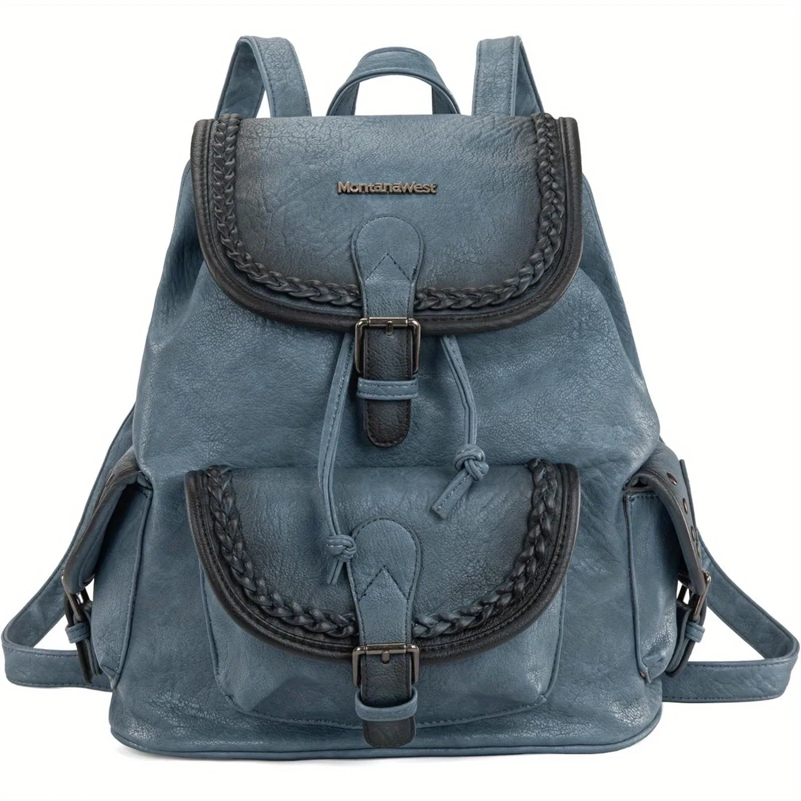 Trendy Women's Washed Leather Satchel Backpack Purse - Casual Drawstring Daypack for Travel