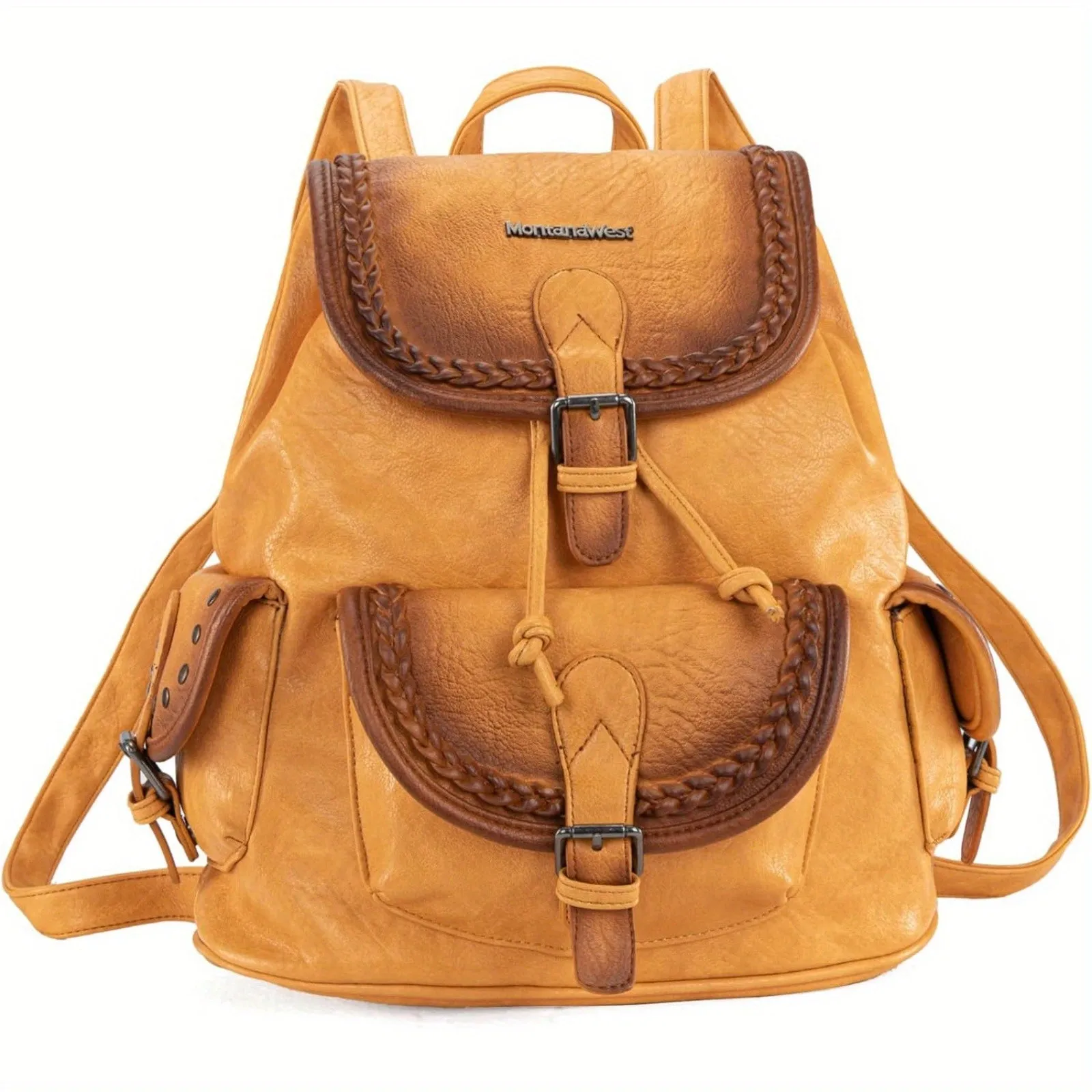 Trendy Women's Washed Leather Satchel Backpack Purse - Casual Drawstring Daypack for Travel